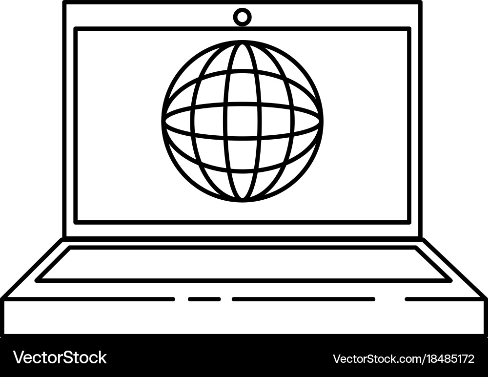 Laptop computer with planet vector image