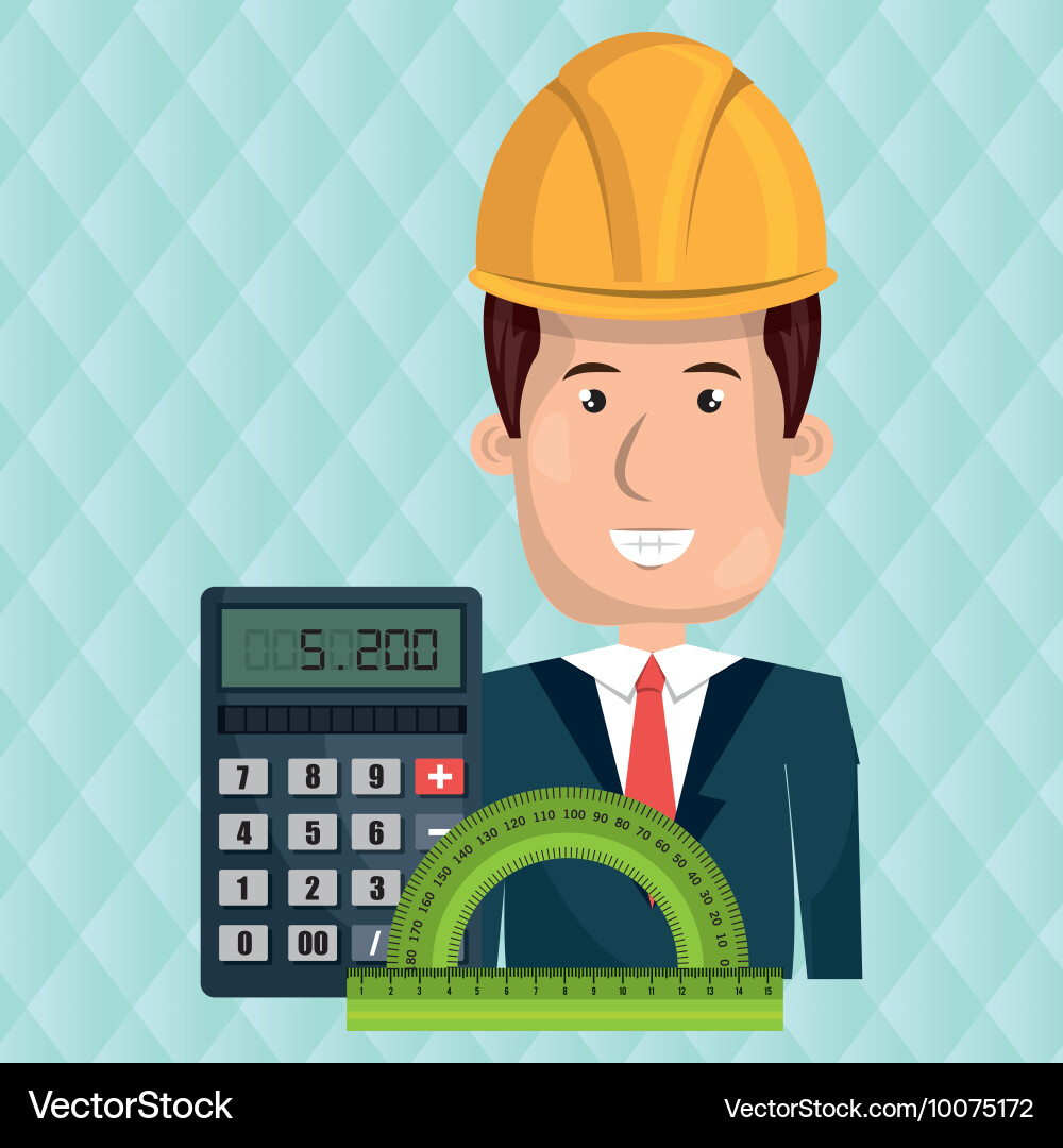 Man architecture calculator rule Vector Image