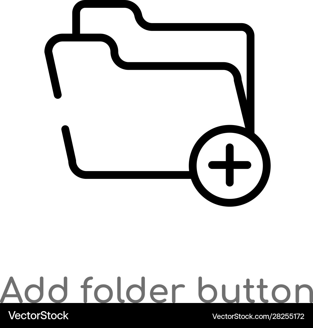 Outline add folder button icon isolated black vector image