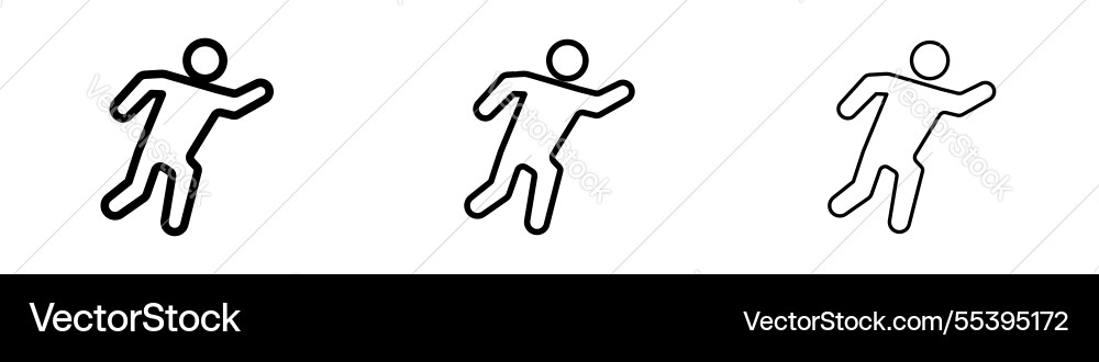 Running icons in three different stroke lines Running icons in three different stroke lines vector image