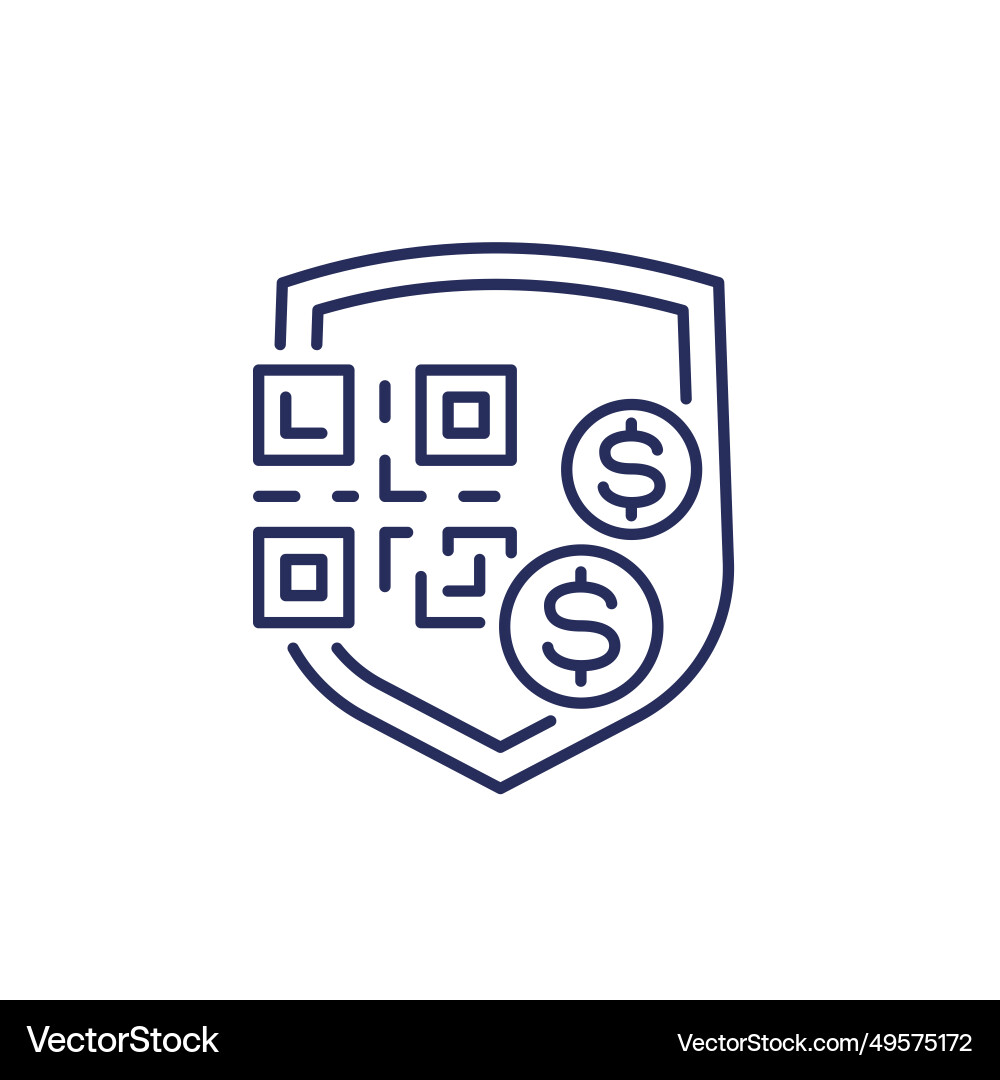 Sicheres Qr-Code-Zahlungslinie-Symbol mit einem Schild Vektorbild
