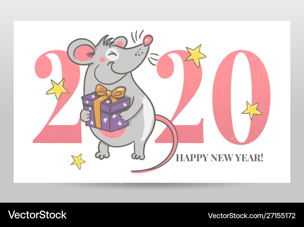 Template image happy new year party with rat Template image happy new year party with rat vector image