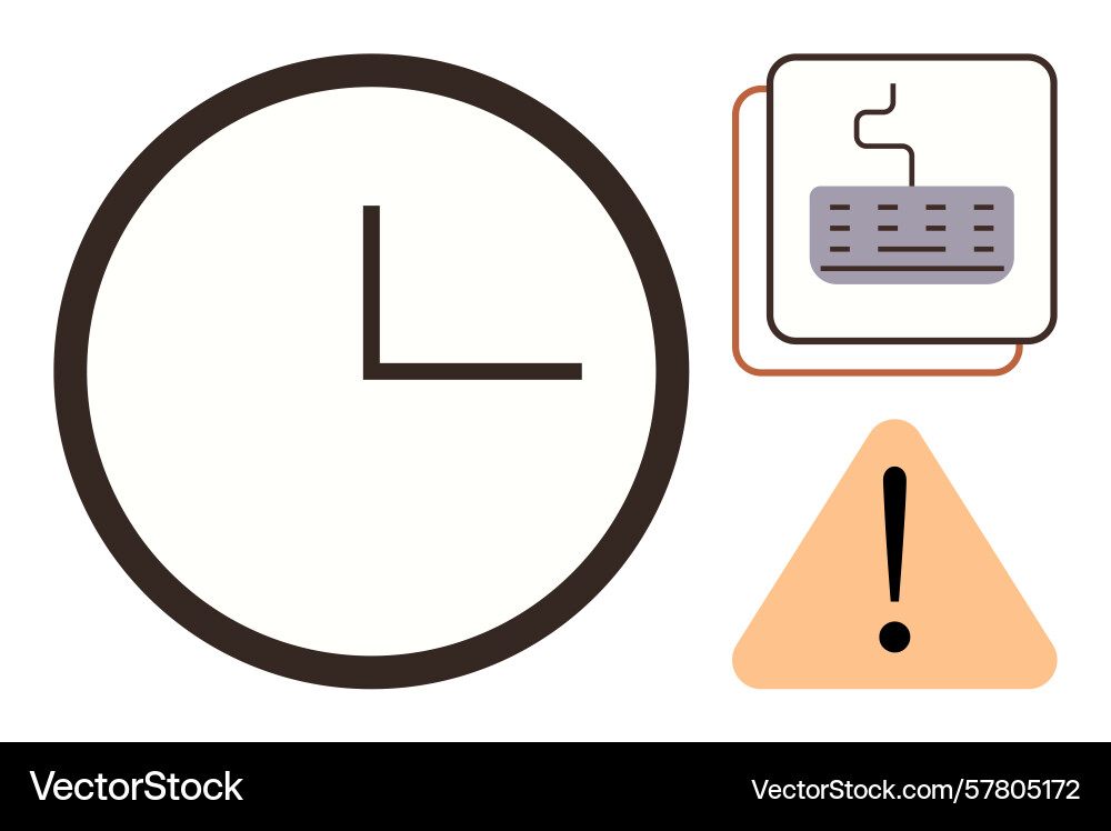 Time management warning with clock keyboard Time management warning with clock keyboard Vector Image