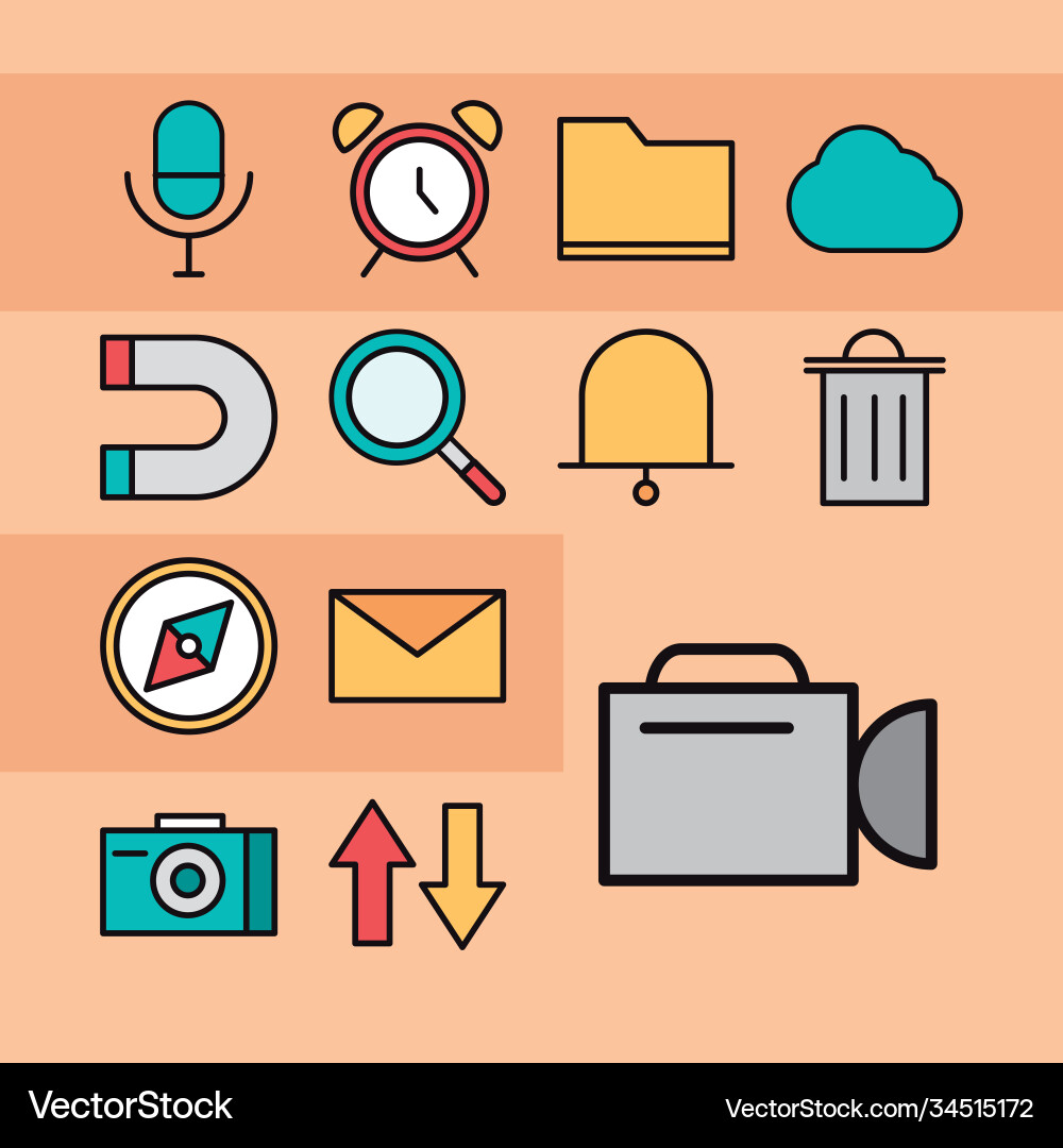User interface set icons microphone clock email Vector Image