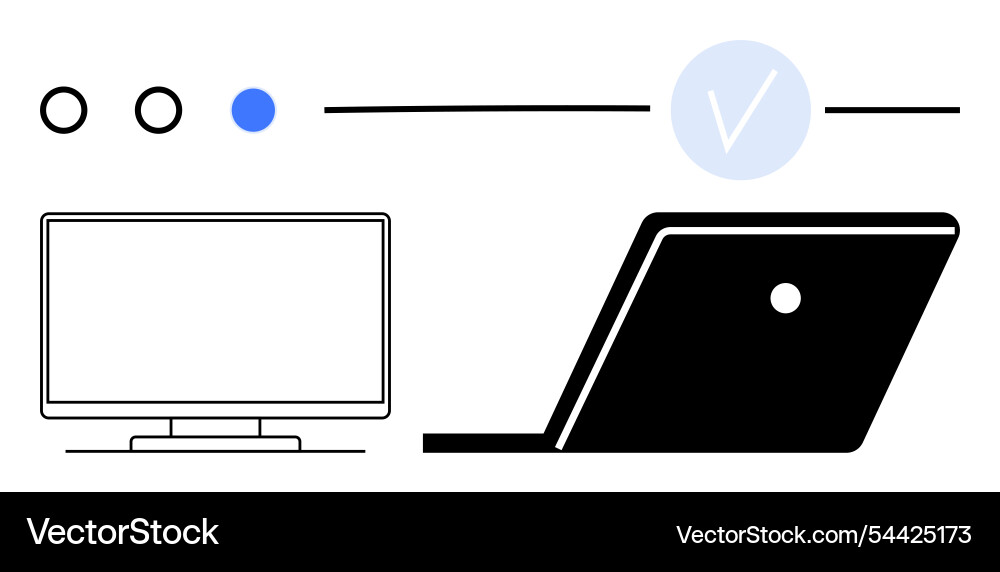 Computer and laptop with progress indicators Vector Image
