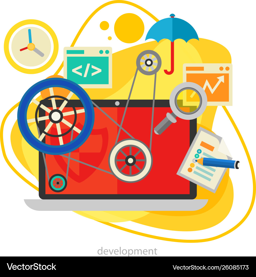 Development and coding trendy amoeba concept Development and coding trendy amoeba concept vector image