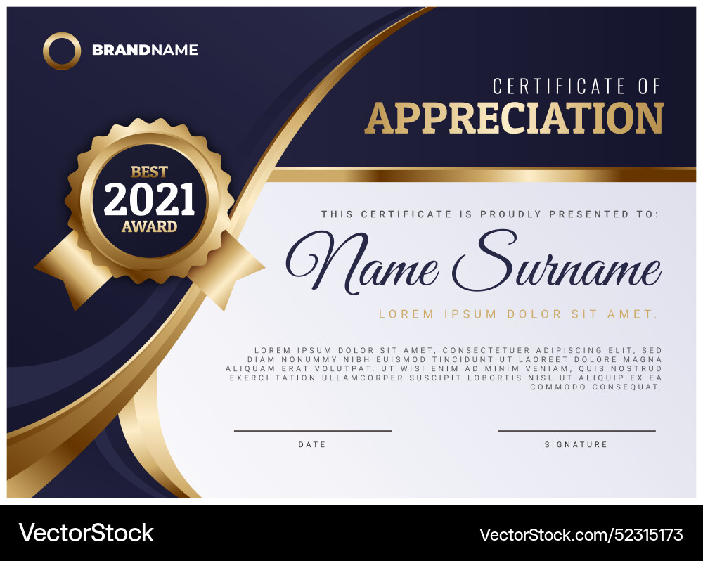 Gradient elegant certificate template Vector Image
