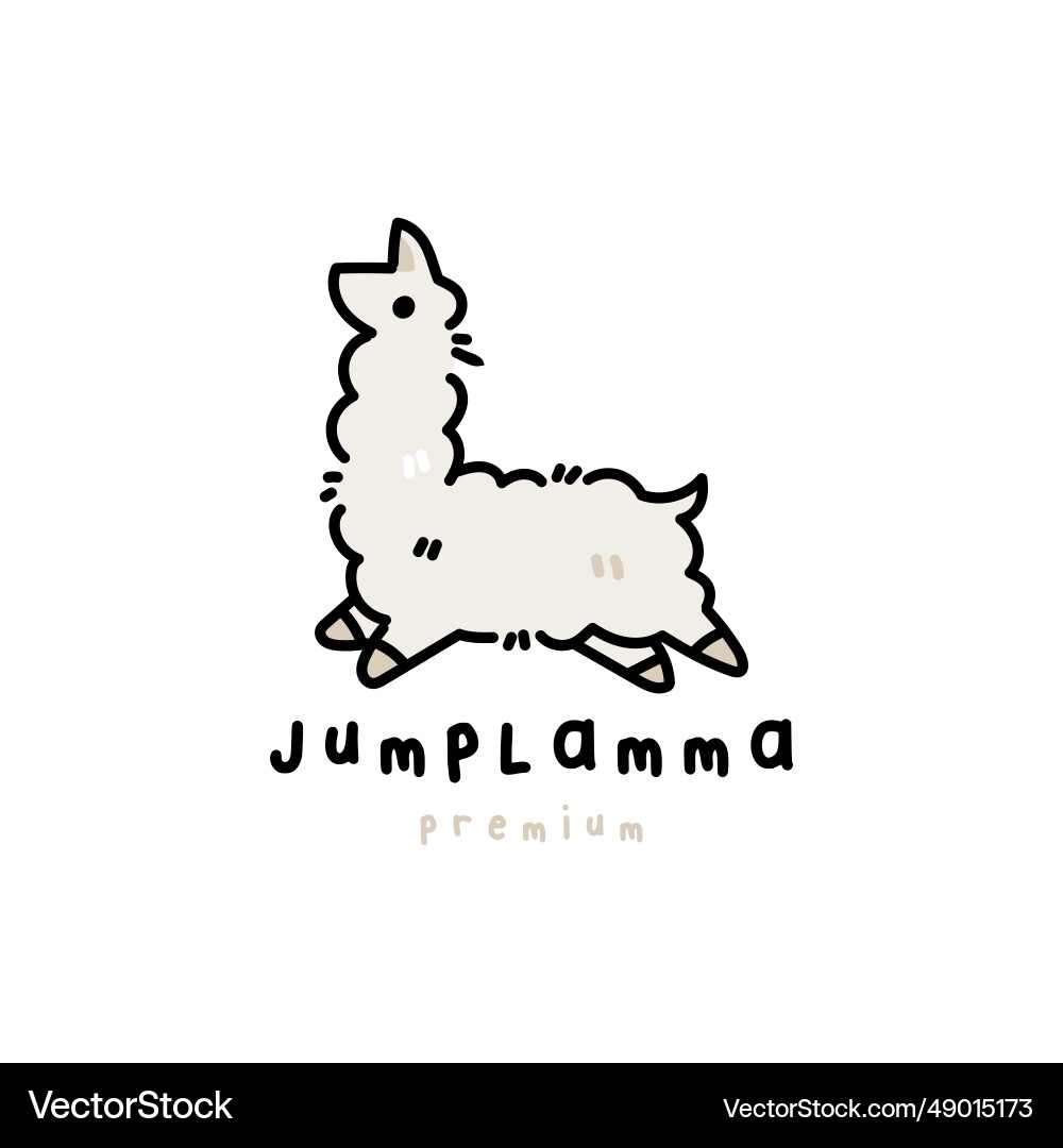Jumping cute llama running chibi cartoon outline Jumping cute llama running chibi cartoon outline vector image