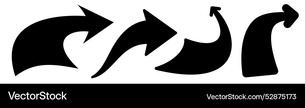 Large curved arrow icons with bold and dynamic Large curved arrow icons with bold and dynamic vector image