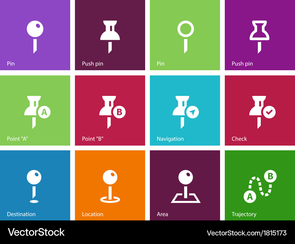 Mapping pin icons on color background vector image