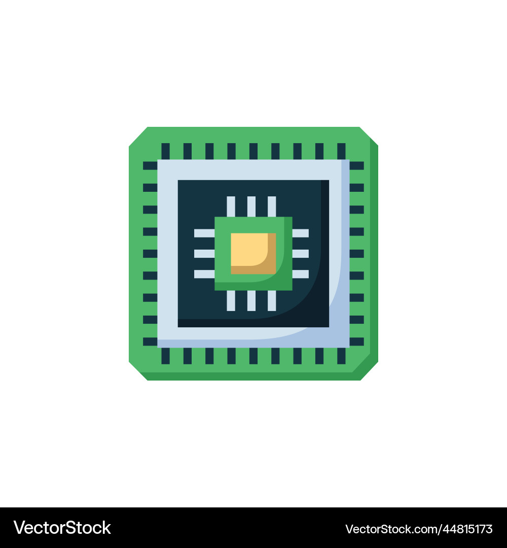 Processor icon computer component flat style Processor icon computer component flat style vector image