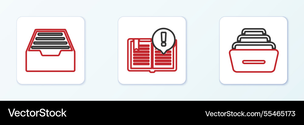 Set line drawer with documents and interesting vector image