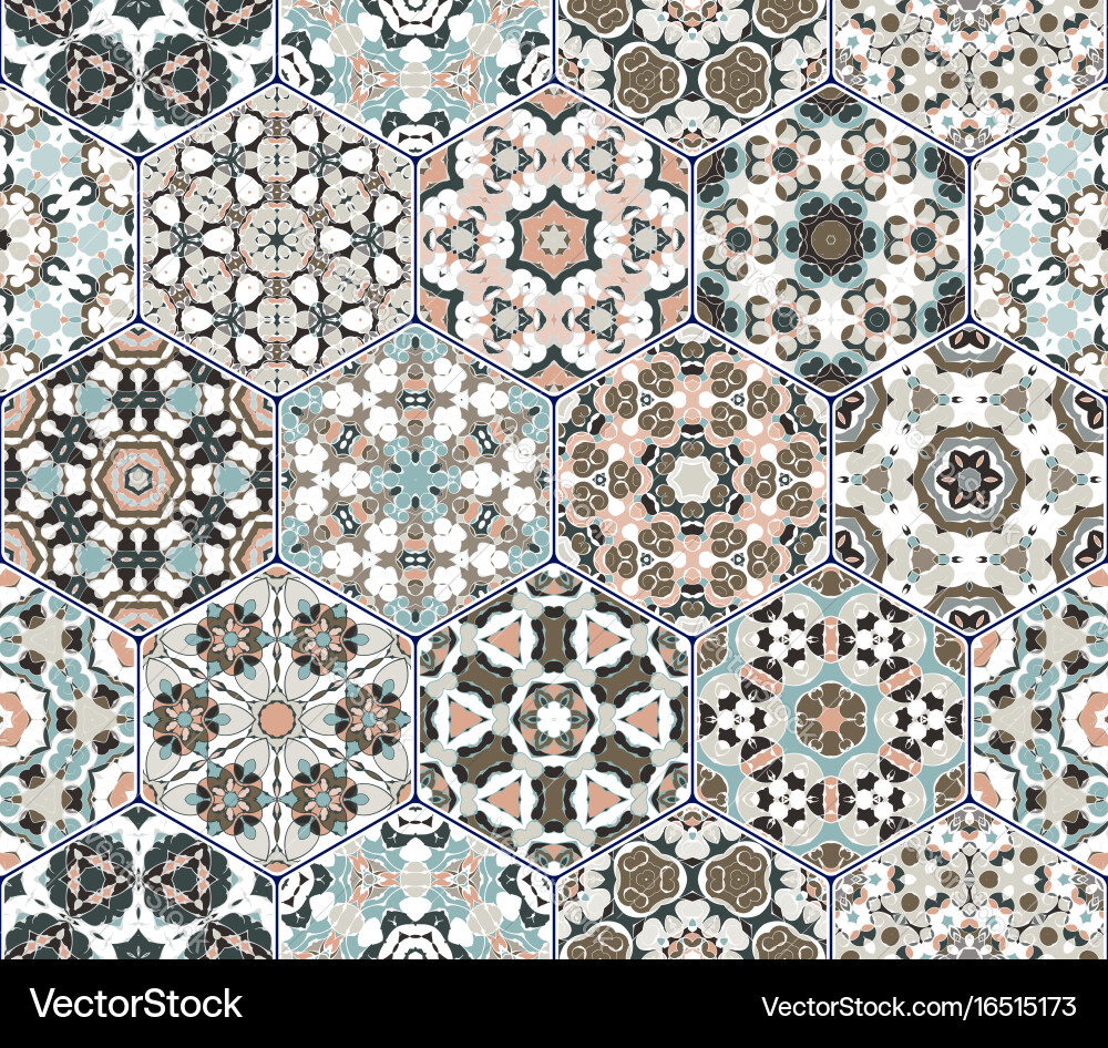 Set of hexagonal patterns Vector Image