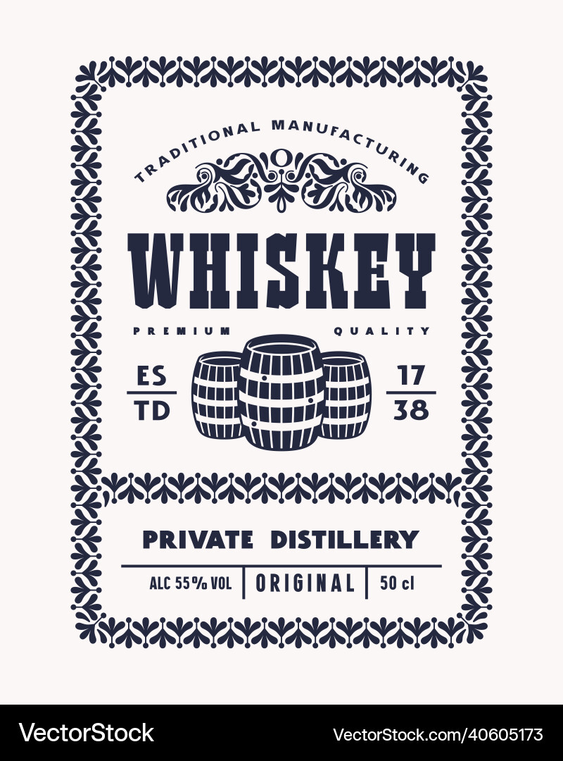 Template decorative label for whiskey Template decorative label for whiskey vector image