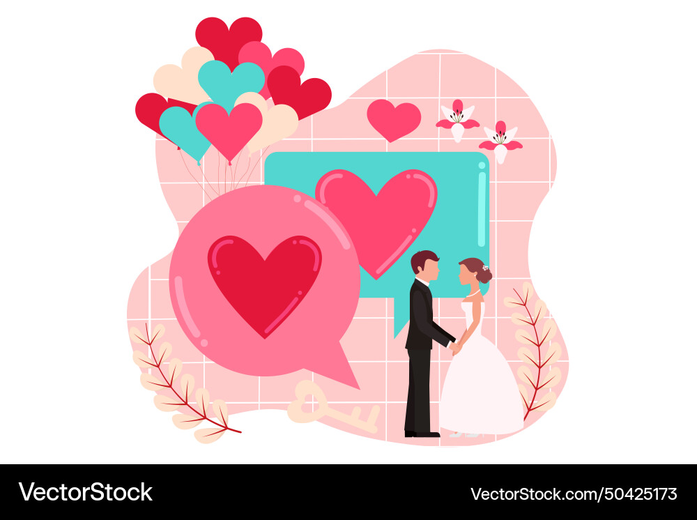 Wedding party flat design vector image