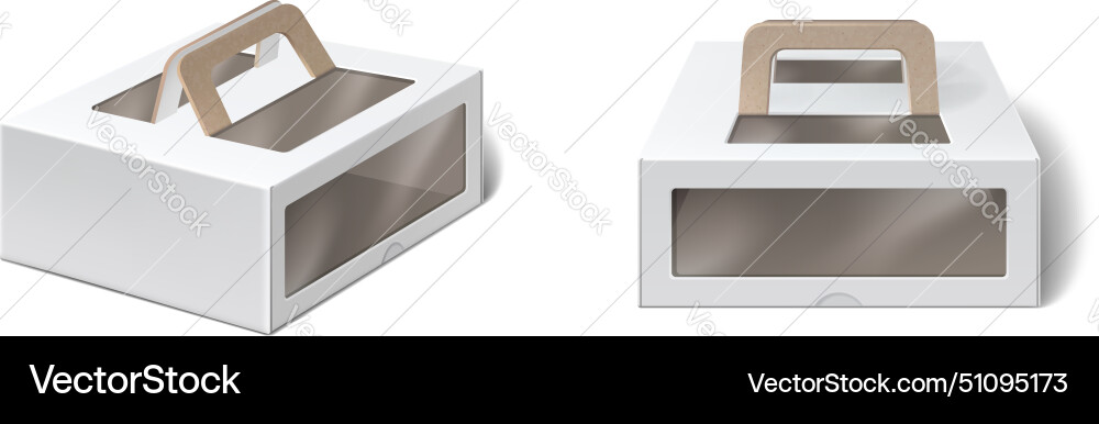White box with handle and window package mockup White box with handle and window package mockup Vector Image