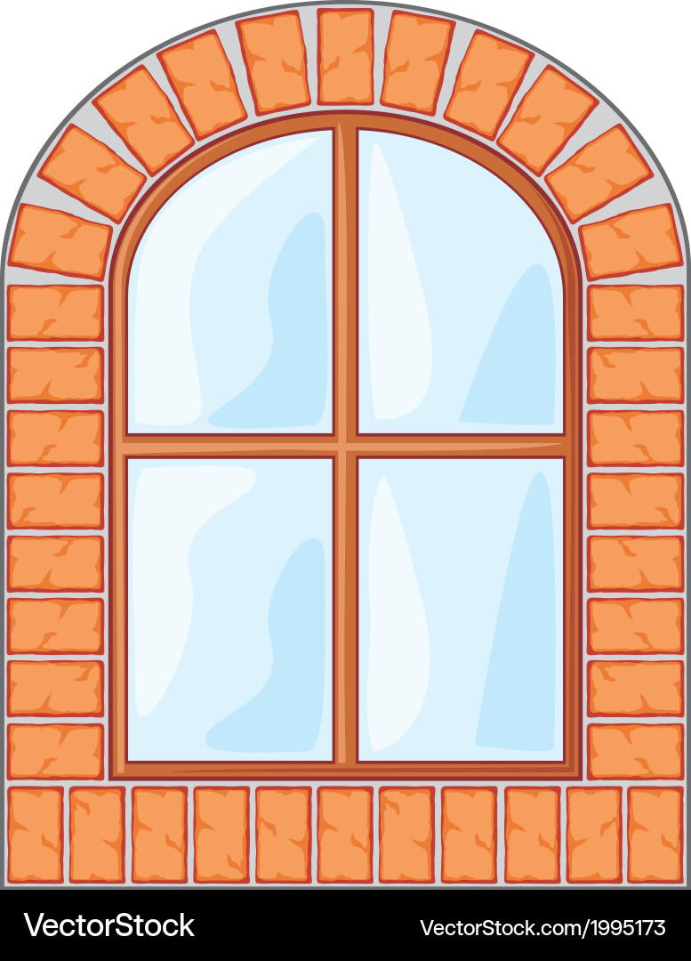 Wooden window on brick wall Royalty Free Vector Image