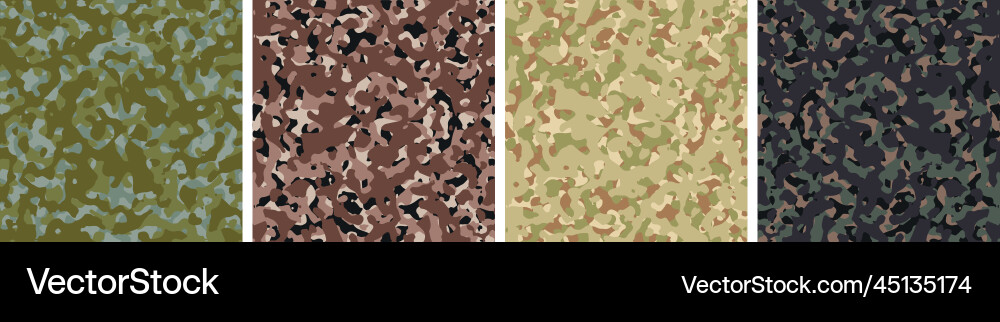 4 camouflage background set pattern design army 4 camouflage background set pattern design army Vector Image