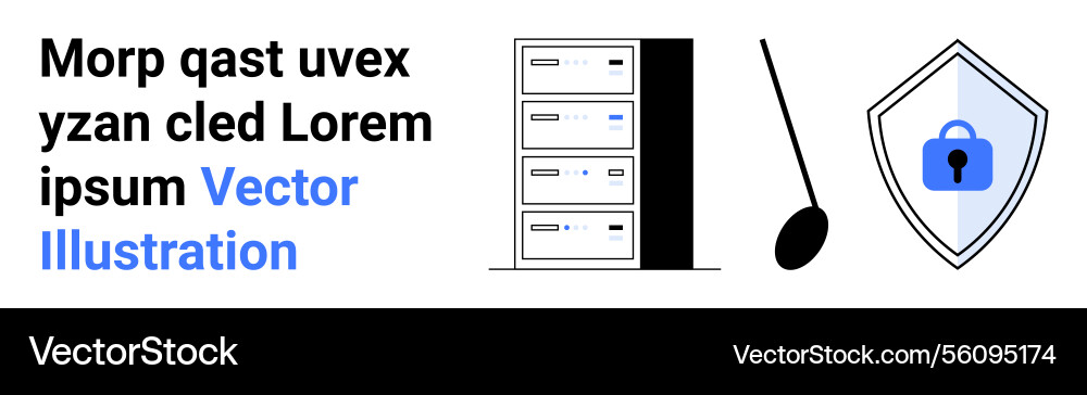 Data security concept with server rack shield Data security concept with server rack shield vector image