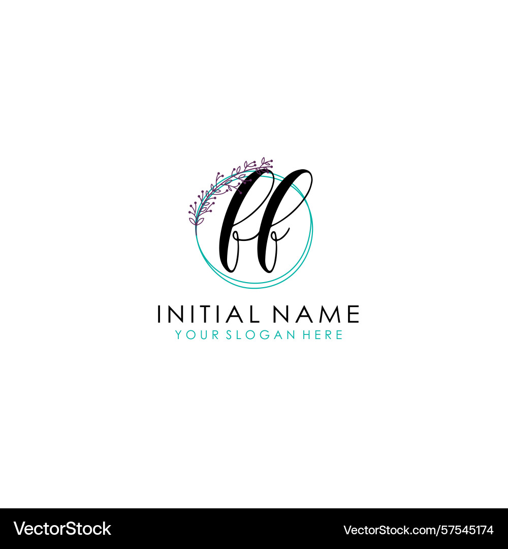 Ff initial logo with botanical circle design Vector Image