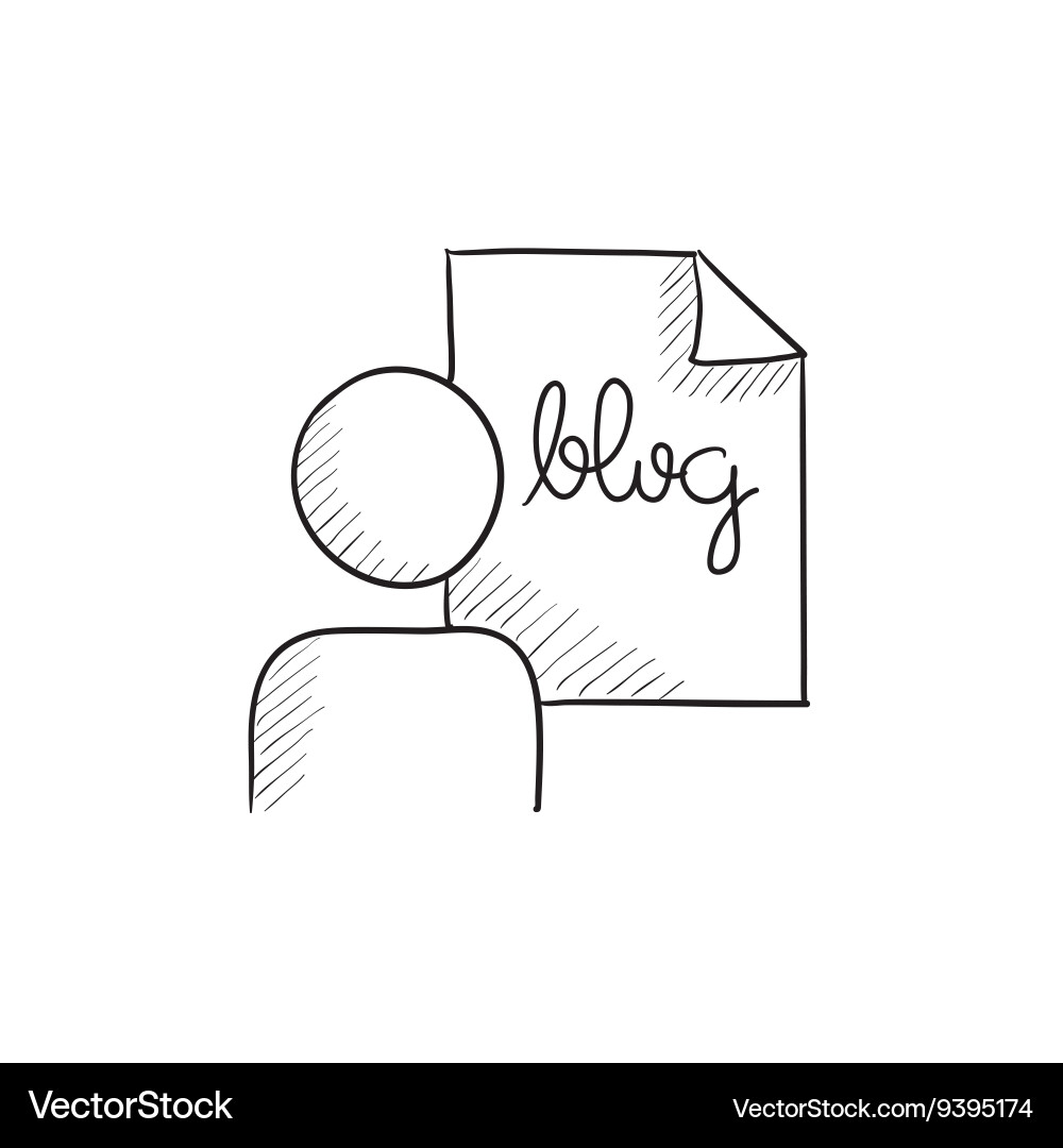 Man and sheet with word blog sketch icon Vector Image