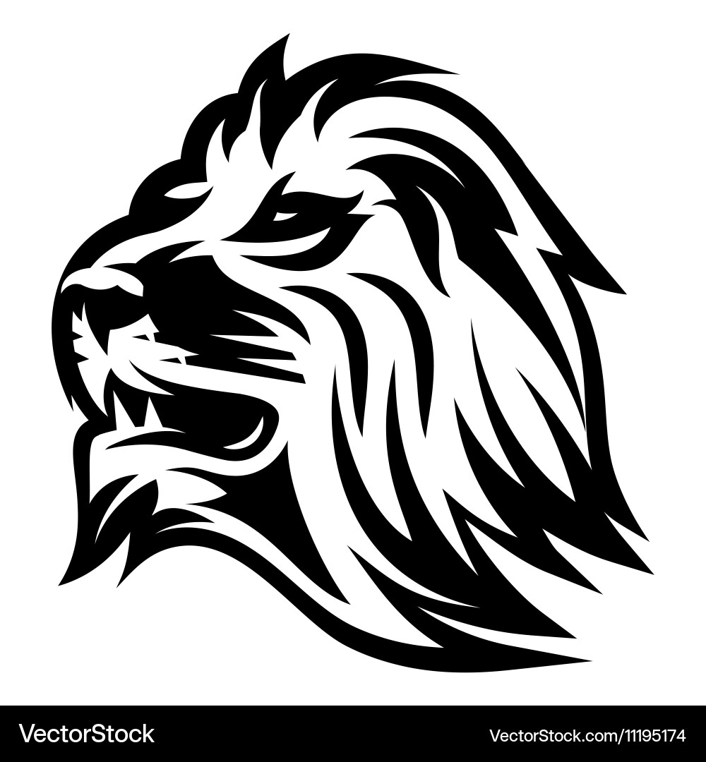 Monochrome pattern with lions head for a logo Vector Image