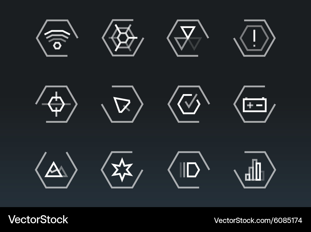 Outline ui technology icons set Vector Image