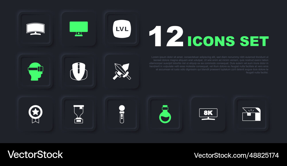 Set computer monitor chest for game mouse bottle Set computer monitor chest for game mouse bottle Vector Image
