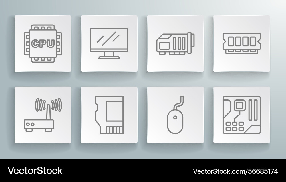 Set line router and wi-fi signal computer monitor Set line router and wi-fi signal computer monitor vector image