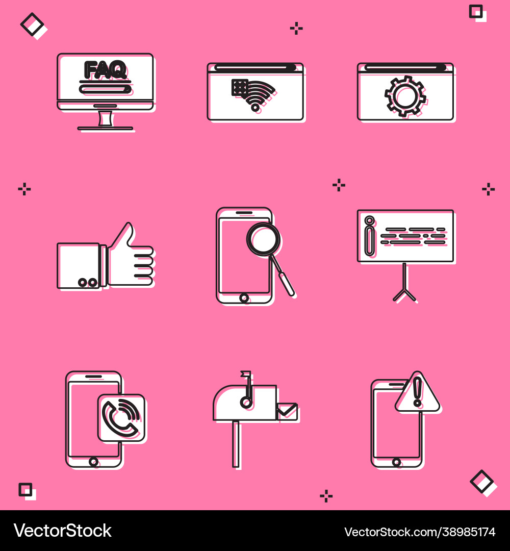 Set monitor with faq information no internet Set monitor with faq information no internet vector image