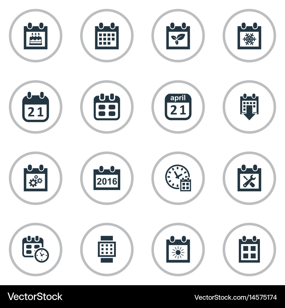 Set of simple calendar icons vector image