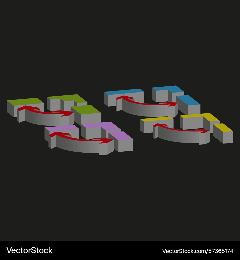Stacked cube objects colorful abstract forms Stacked cube objects colorful abstract forms vector image
