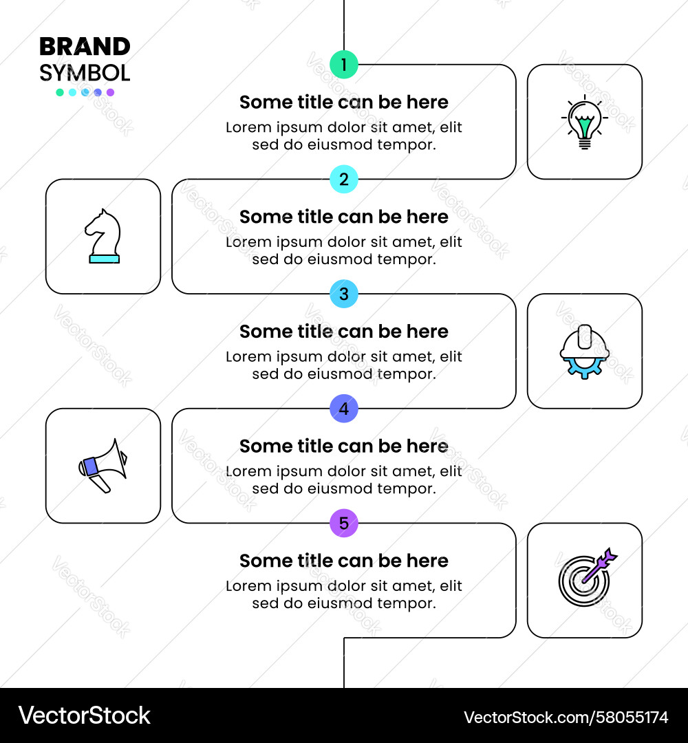 Workflow Line Template - 5 Steps Vector Image