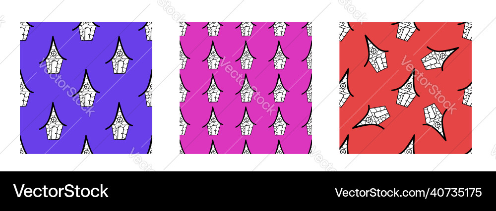 A set of seamless patterns from black A set of seamless patterns from black vector image