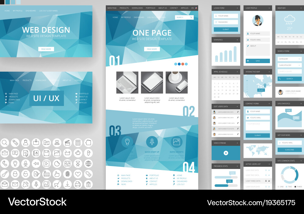 Abstract Website Header & UI Elements vector image