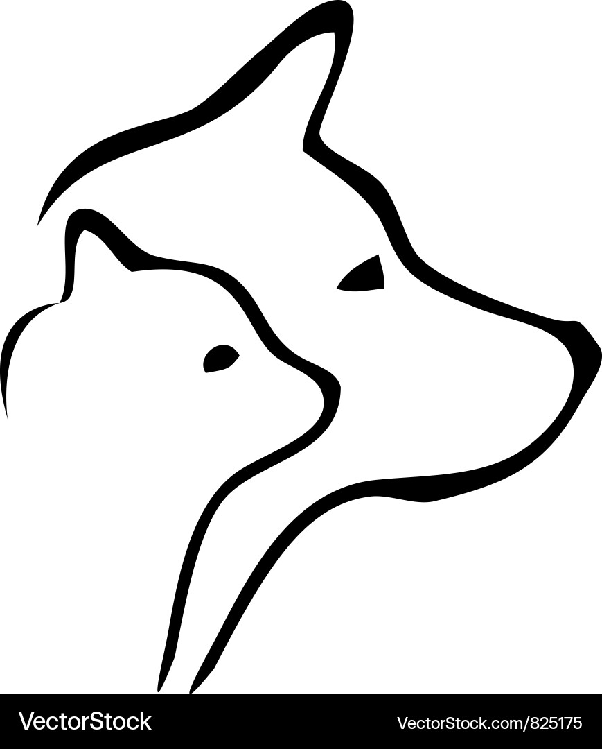 Animal Silhouettes - Cat & Dog vector image