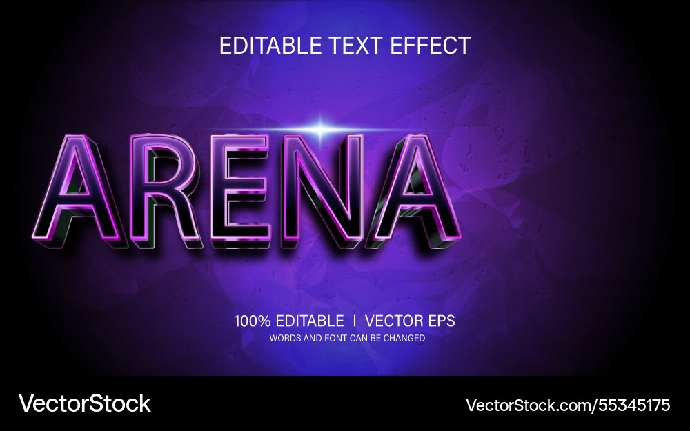 Arena 3d text effect with modern style design Vector Image