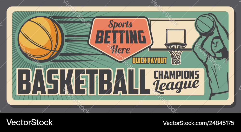 Basketball Wetten & Auszahlung Poster vektorbild