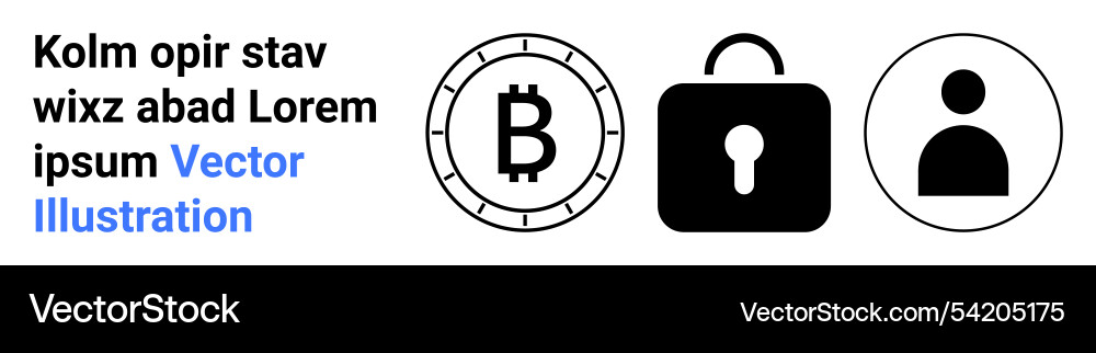 Bitcoin icon lock symbol and user profile Bitcoin icon lock symbol and user profile vector image