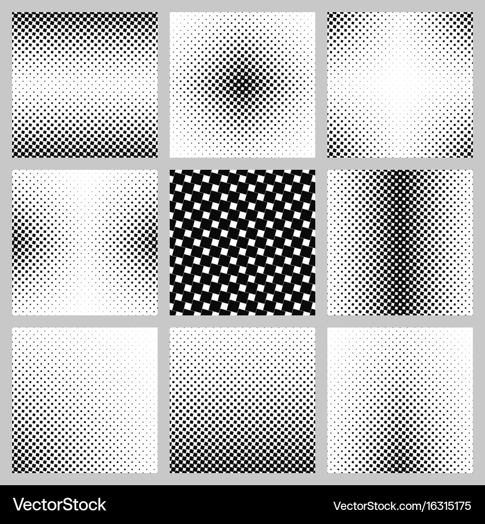 Black and white angular square pattern set vector image