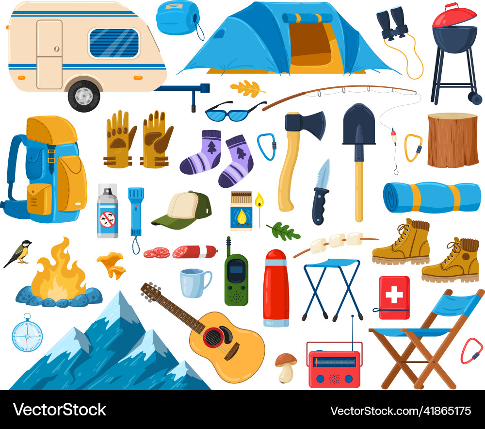 Camping and Hiking Elements – Royalty-Free Vector | VectorStock