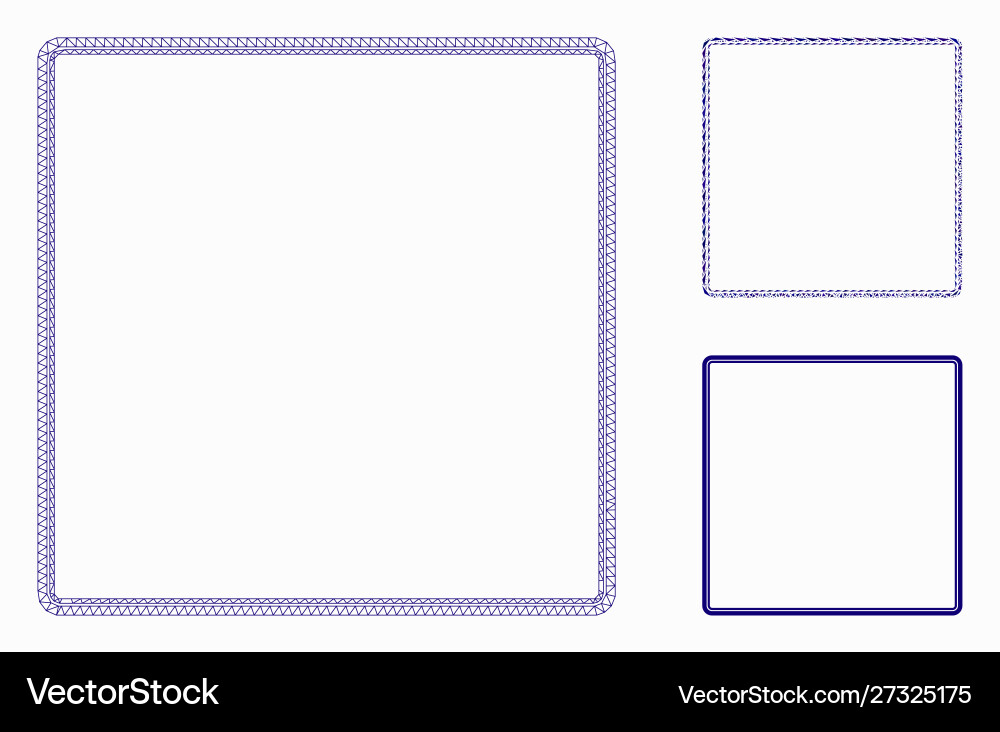 Double rounded square frame mesh wire vector image
