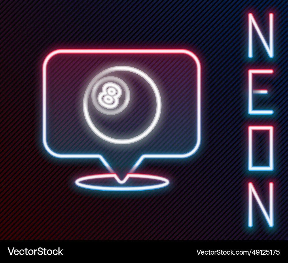Glowing neon line map pointer with billiard pool Glowing neon line map pointer with billiard pool vector image