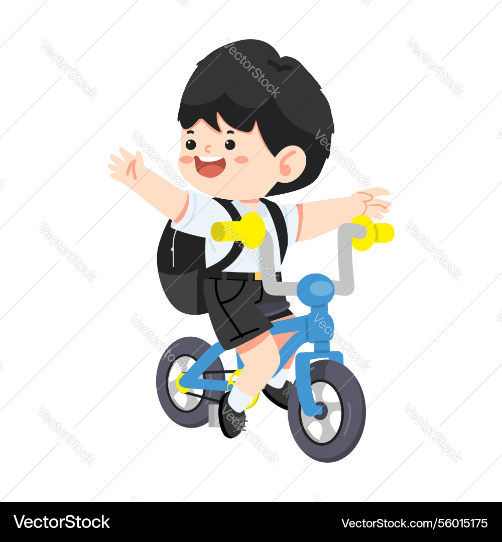 Kinder fahren ein Fahrrad zur Schule Kinder fahren ein Fahrrad zur Schule vektorbild