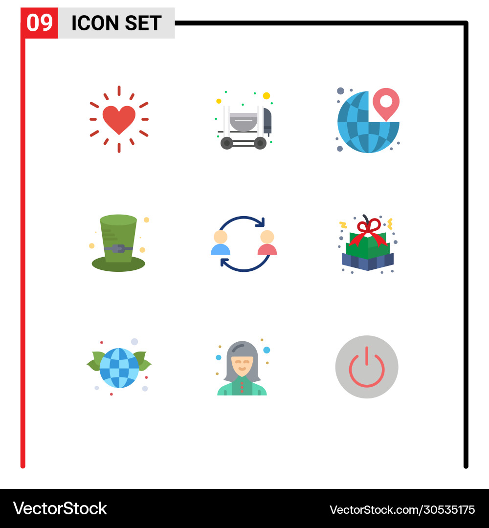 Pictograph set 9 simple flat colors replace Vector Image
