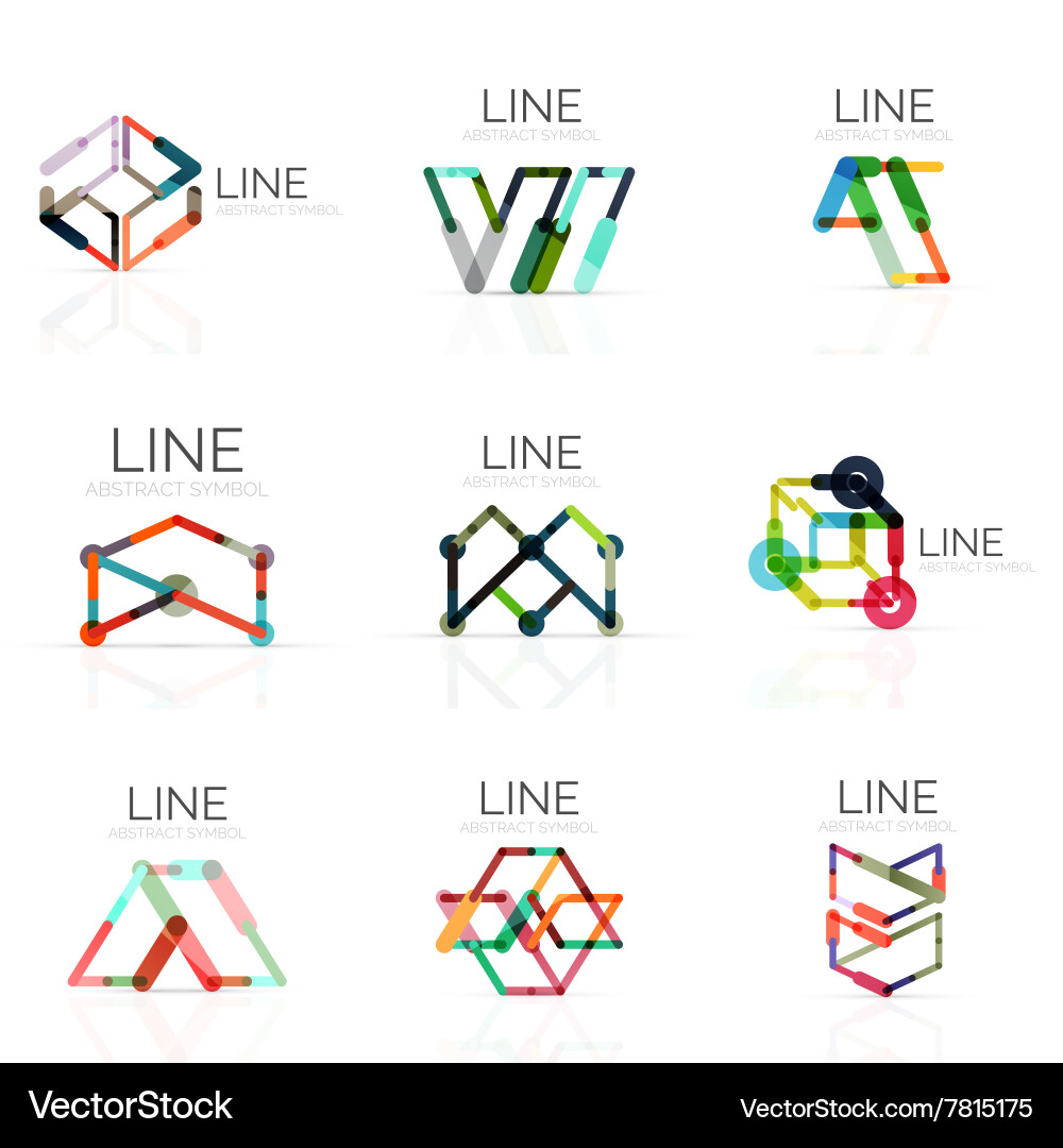 Set of linear abstract logos connected Vector Image