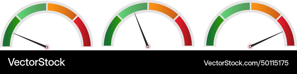 Speed dial indicator green and red meter low Speed dial indicator green and red meter low vector image