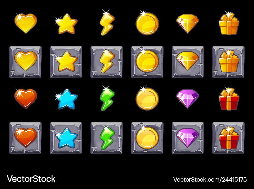 Steinspiel UI Icons Vektorbild