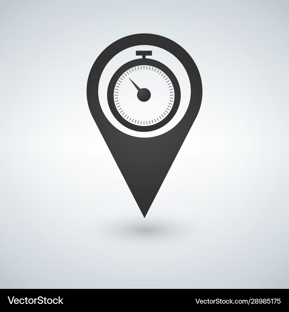 Stopwatch and map pointer logo combination time Stopwatch and map pointer logo combination time Vector Image