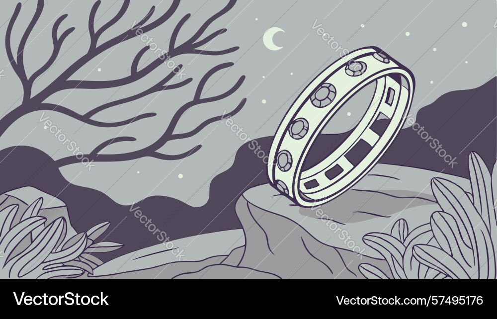Abstract ring object with bare trees design vector image
